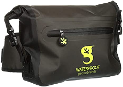 geckobrands Waterproof Tarpaulin Dry Bag Waist Pouch, Dark Grey/Neon Green