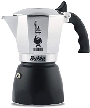 Bialetti New Brikka Aluminium Coffee Maker with Double Cream 4 Cups