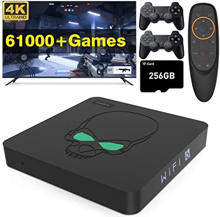 Super Console X King Game Consoles,S922X,EmuELEC 4.3&Android 9.0&CoreELEC,4K UHD Output,Dual Band WiFi,Voice Remote Control,2 Wireless Controllers((256GB)