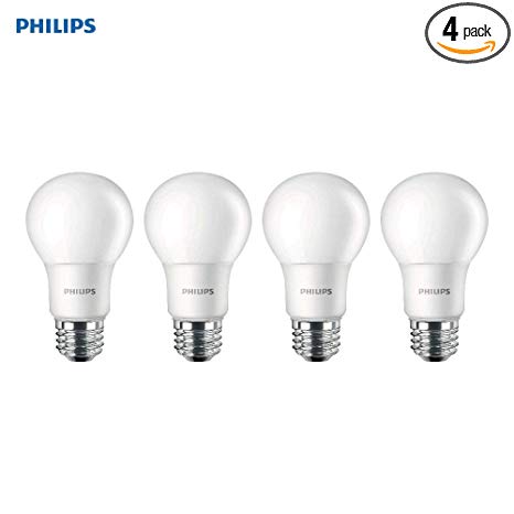 Philips LED Non-Dimmable A19 Frosted Light Bulb: 1500-Lumen, 5000-Kelvin, 14-Watt (100-Watt Equivalent), E26 Medium Screw Base, Daylight, 4-Pack, 455717 (Certified Refurbished)