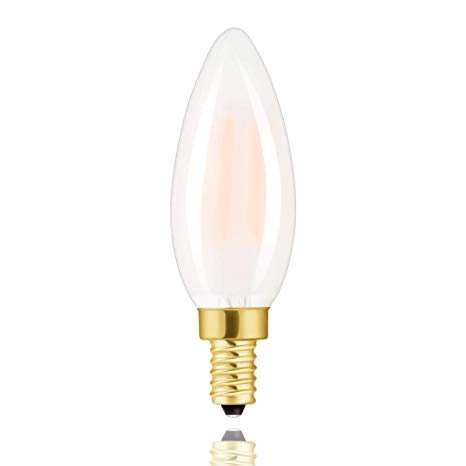 Hizashi 60W 0-100% Dimmable E12c60W LED 650 Lumens 90+ CRI B10 LED Frosted White LED Filament Bulb