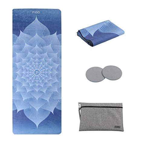 WWWW Travel Yoga Mat Non Slip Printed Suede Rubber Yoga Mat with Bag 72"x 26" Portable 1/16 Inch Ultra Thin Folding Mat for Yoga Pilates Fitness Exercise, Best for Lover