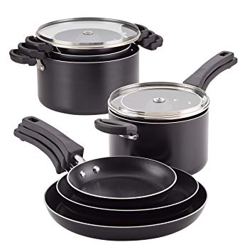 Farberware 22245 Neat Nest Dishwasher Safe Nonstick Cookware Pots and Pans Set, 13 Piece, Black