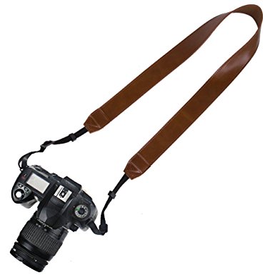 Elvam PU Leather Camera Neck Shoulder Belt Strap for DSLR / SLR / Nikon / Canon / Sony / Olympus / Samsung / Pentax ETC - Brown