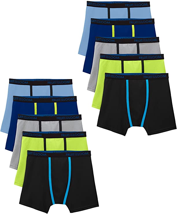 Fruit of the Loom Boys' Cooling Breathable Mesh Boxer Briefs
