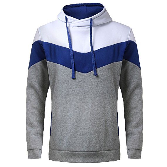 StyleDome Men's Pullover Novelty Color Block Hoodies Sweatshirt Outwear Jacket