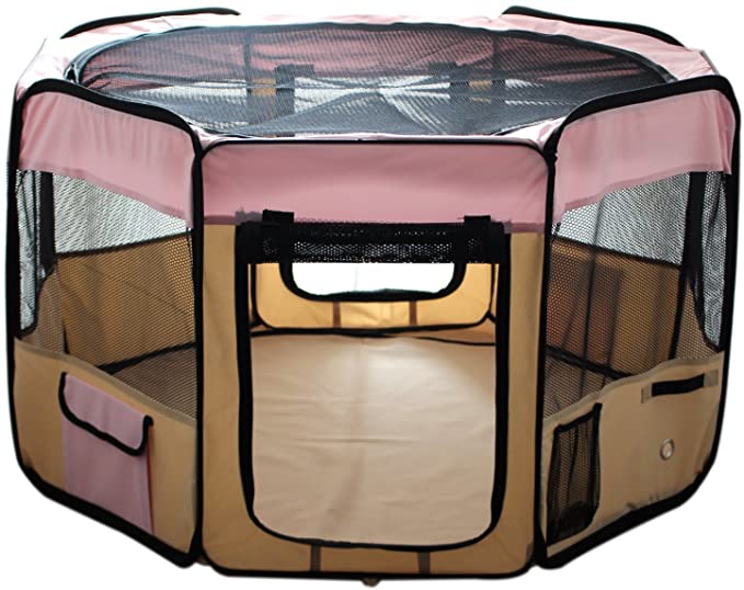 ESK Collection 48" Pet Puppy Dog Playpen Exercise Pen Kennel 600d Oxford Cloth Pink