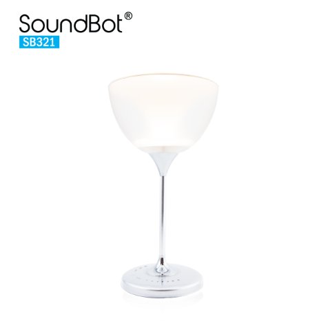 SoundBot® SB321 3-In-1 Portable Wireless Bluetooth 4.0 Speaker, 360 Degree Sound-Activated Breathing Musical Light, LED Desk Lamp Night Stand w/ 6 Color LED, Dimmer, 5Hrs Music Streaming,3Hrs Lighting