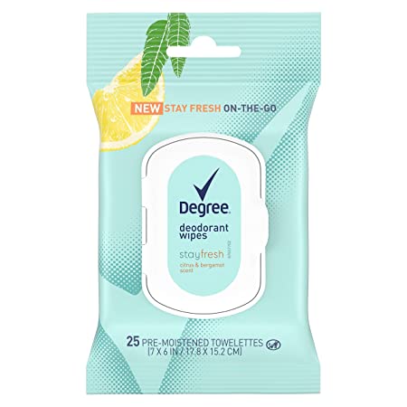 Degree Stay Fresh On-The-Go Deodorant Wipes, 25 Towlettes (White Citrus & Bergamot)