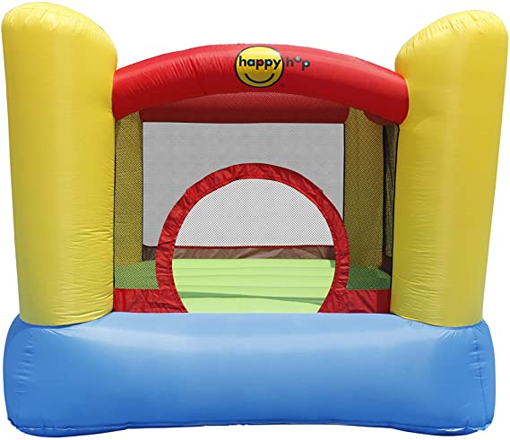 Happy Hop 9003 Bouncy Castle with Safety Enclosure, Air Blower, Ground Anchors, Repair Kit and Carry Bag, Multicolored