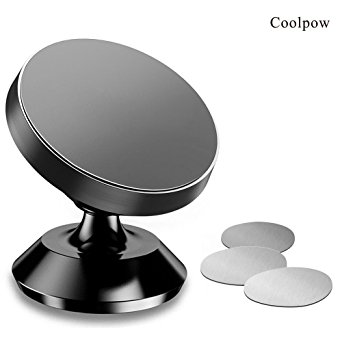 [3 Metal Plates] Magnetic Phone Car Mount 360° Rotation Universal Magnet Cell Phone Holder Dashboard for iPhone X 6s 7 8 plus,Samsung Galaxy S8 S9 Edge note 8,All Smartphones,Mini Tablets,GPS