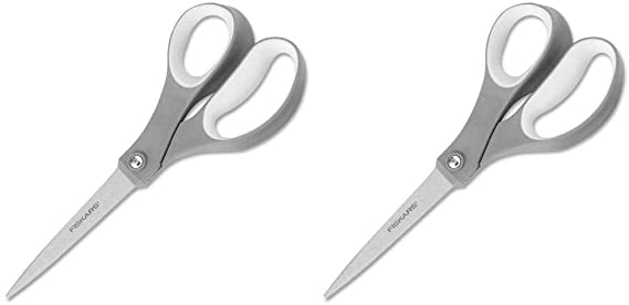 Fiskars 01-004761J Softgrip Scissors Straight Stainless Steel, 8 Inch Pack of 2