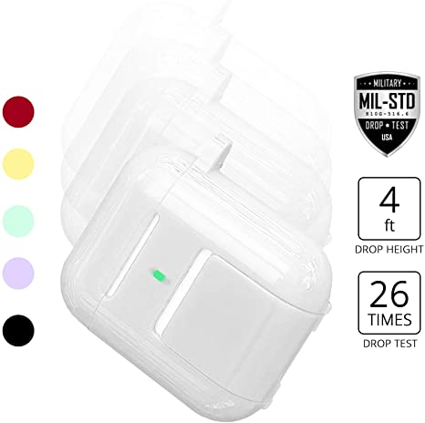 Square Jellyfish Kickstand AirPod Case|Compatible with All Apple AirPods Charging Cases|AirPods Case Cover Matches with iPhone 11 Colors|Stylish Accessory with Carabiner & Hand Strap |White Hard Cover