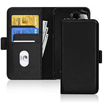 Galaxy S10 Case, Fyy Luxury [Cowhide Genuine Leather][RFID Blocking] Handcrafted Wallet Case with [Kickstand Function][Card Slots] Flip Folio Case Protective Cover for Samsung Galaxy S10 Black