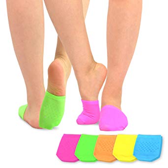 TeeHee Womens Seamless Toe Topper Liner Socks 5-Pack with Non-Skid Bottom