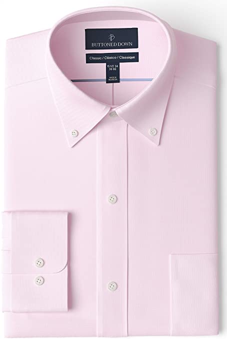 Amazon Brand - Buttoned Down Men's Classic Fit Button Collar Solid Non-Iron Dress Shirt