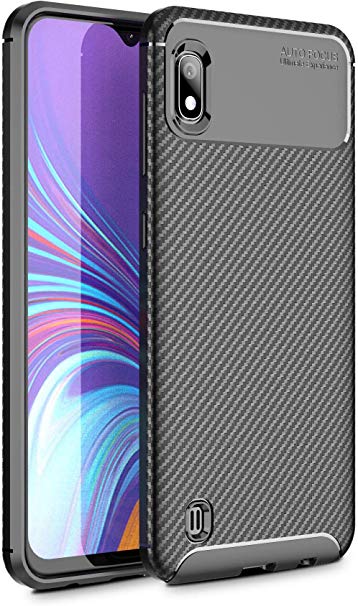 Case Collection Brushed Carbon Fiber Back Design Cover for Samsung Galaxy A10 Case (6.2") Slim-Fit Shock Absorption Anti Scratch Protective TPU Bumper for Samsung Galaxy A10 Phone Case