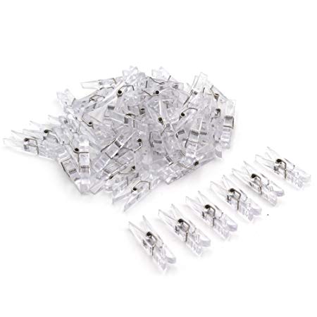50Pcs Plastic Clear Color Spring Hanging Photo Clips, Utility Paper Clip Clamps