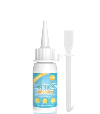 30ml Fabric Glue, Permanent Clear Washable Clothing Adhesive for All Fabrics, Ideal for Cotton, Flannel, Denim, Leather, Polyester, Rhinestones, Patches, and Doll Repair