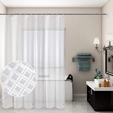 AmHoo 3D Shower Curtain Liner,100% EVA 8G Waterproof-NO PVC,Non Toxic,No Chemical Odor,Eco Friendly +12Pcs Hooks (72" W x 72" L,Checkered)