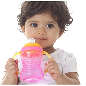 Nuby 2-Pack Two-Handle No-Spill Super Spout Grip N' Sip Cup, 8 Ounce, Colors May Vary