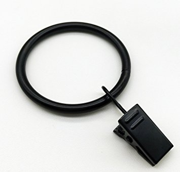 T O K G O 40-pack black Metal Curtain Rings with Clips (1.5", Black)