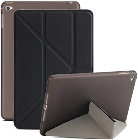 iPad Mini 1/2/3 Case, Soundmae Premium PU Leather Lightweight Slim Origami Smart Protective Flip Cover with Multi-Angle Stand and Auto Wake/Sleep Feature for iPad Mini 1/2/3 - Black
