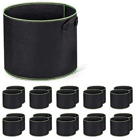 Delxo 20-Pack 10 Gallon Grow Bags Heavy Duty Aeration Fabric Pots Thickened Nonwoven Fabric Pots Plant Grow Bags with Handles