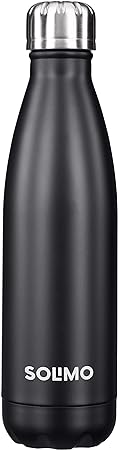 Amazon Brand - Solimo Stainless Steel Insulated 24 Hour Hot or Cold Water Bottle for Men, Women & Kids, 1 Litre (Black)