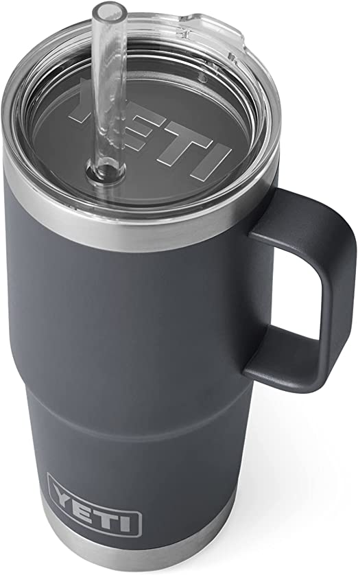 YETI Rambler 25 oz Straw Mug, Vacuum Insulated, Stainless Steel, Charcoal