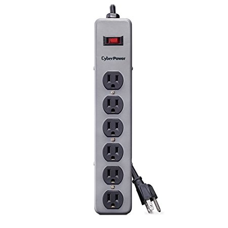 CyberPower CSB606M Essential Surge Protector, 900J/125V, 6 Outlets, Metal Casing, 6ft Power Cord