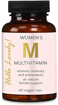 Multivitamin for Women - All Natural, Vitamins A C D E B1 B2 B3 B5 B6 B12, Calcium, Zinc, Lutein, Folic Acid, and Biotin for Best Hair Growth, Advanced Female Support by Hello Lovely - 60 Capsules