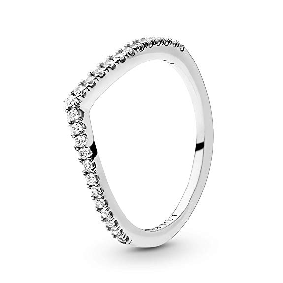 Pandora Jewelry - Sparkling Wishbone Ring for Women in Sterling Silver with Clear Cubic Zirconia