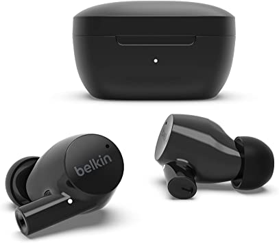 Belkin Wireless Earbuds, SoundForm Rise True Wireless Bluetooth 5.2  Earphones with Wireless Charging IPX5 Sweat and Water Resistant with Deep Bass for iPhone, Galaxy, Pixel and More - Black