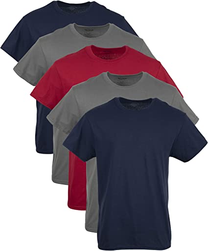 Gildan Mens Crew T-Shirts 5 Pack Short Sleeve Undershirt