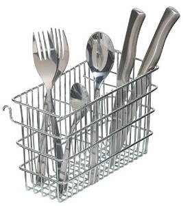 Stainless Steel Easy Hang Chrome Cutlery Draining Basket / Drainer / Rack