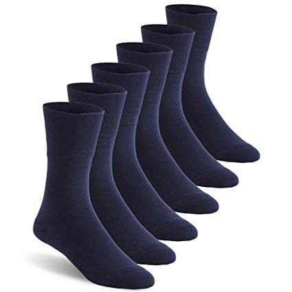 Diabetic Socks, Feelwe Unisex Non Binding Loose Top Seamless Toe Comfort Cushion Crew Socks for Men Women 1/6 Pairs