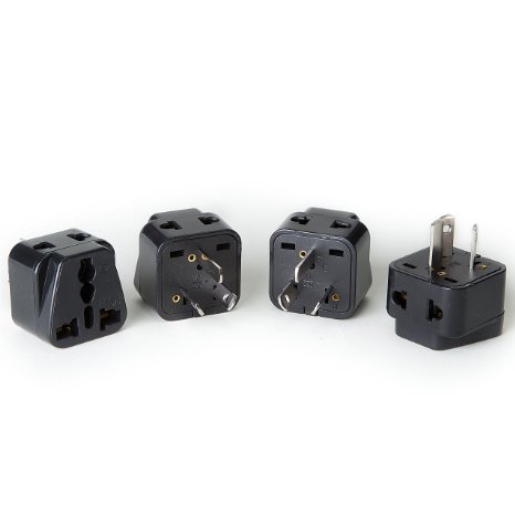 OREI 2 in 1 USA to Australia/China Adapter Plug (Type I) - 4 Pack, Black