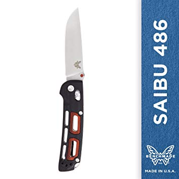 Benchmade - Saibu 486 Knife, Drop-Point Blade, Plain Edge, Satin Finish, Black Handle