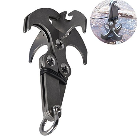 Outdoor Multifunctional Stainless Steel Survival Magnetic Folding Rock Climbing Grappling Hook Mountaineering Claw Gravity Carabiner Multifunctional Tactical Tool