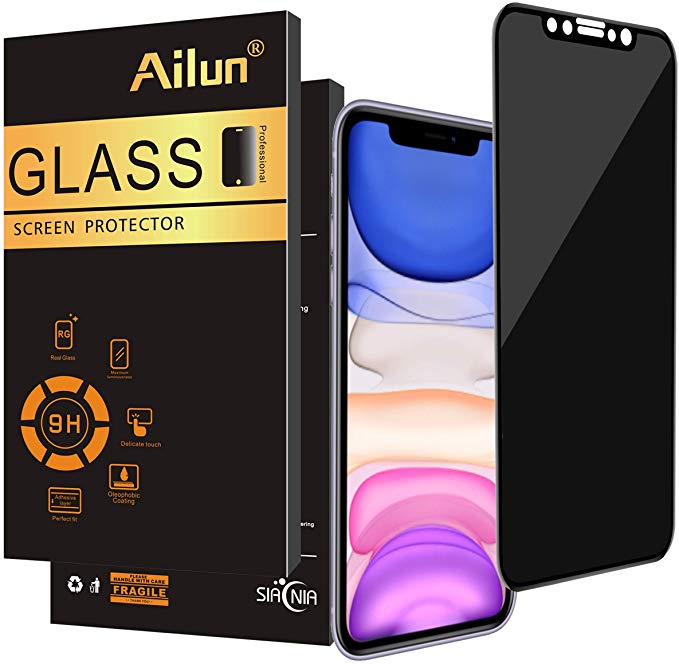 Ailun Privacy Screen Protector Compatible iPhone 11/XR 6.1Inch 2019/2018 Release 1Pack Anti Spy Tempered Glass Anti Scratch Full Notch Coverage