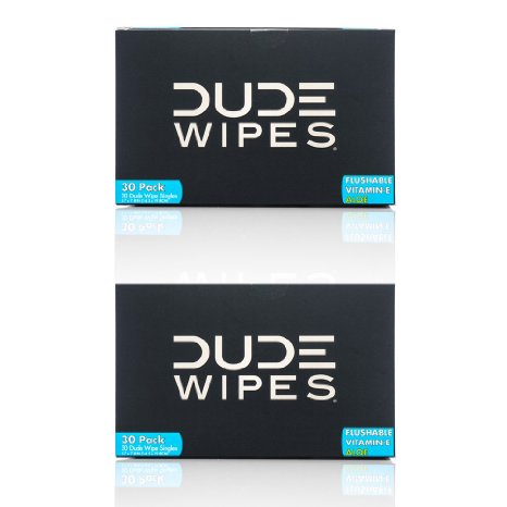 Dude Wipes Flushable Single Moist Wipes with Aloe Vera 30 Each Pack of Two