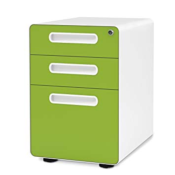 DEVAISE 3-Drawer Mobile File Cabinet with Anti-tilt Mechanism,Legal/Letter Size (Green)