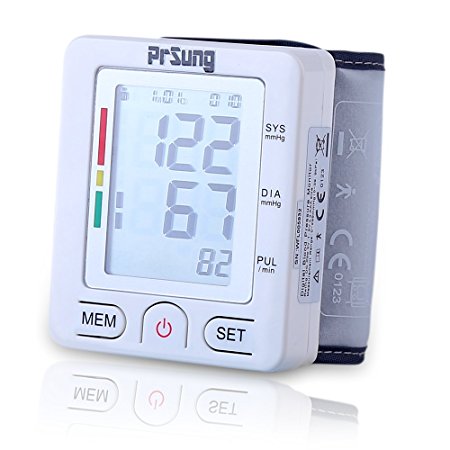 Prsung Portable Wrist Blood Pressure Monitor Precision Measurement LCD Display, Simple Operation High Voltage Warning