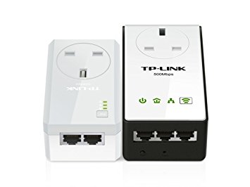 TP-LINK TL-WPA4230PKIT AV500 Powerline 300 M Wi-Fi Extender/Wi-Fi Booster/Hotspot with AC Pass Through, Multiple Ethernet Ports, Starter Kit/Twin Pack