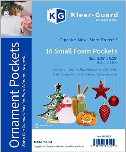 Kleer-Guard White Foam Pockets/Pouches. 5.25"x5.25" - 16 Pack (Ornament/Fragile Items) - Small