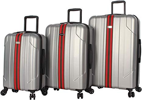 Steve Madden B-2 Hard Case 3 Piece Spinner Suitcase Set Collection (One Size, B-2 Silver)