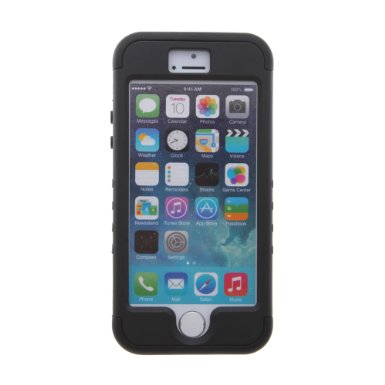 Osurce Hybrid Rugged Armor Silicone Case for Apple iPhone 5S - Black