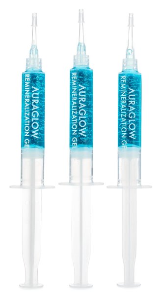 AuraGlow Remineralization Gel, Reduces Sensitivity After Teeth Whitening, (3) 5ml Syringes, 30 Treatments