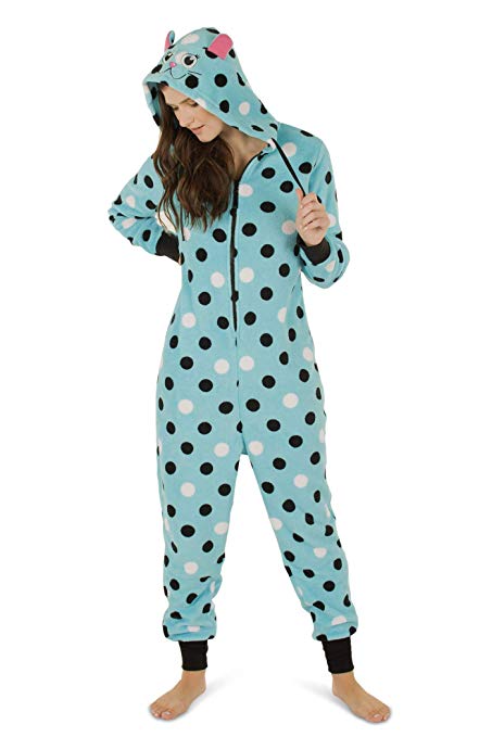 Totally Pink Women's Plush Warm Cozy Character Adult Onesies for Women One-Piece Novelty Pajamas